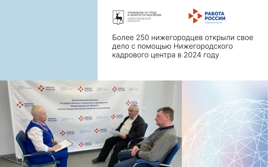 Более 250 нижегородцев открыли свое дело с помощью Нижегородского кадрового центра в 2024 году