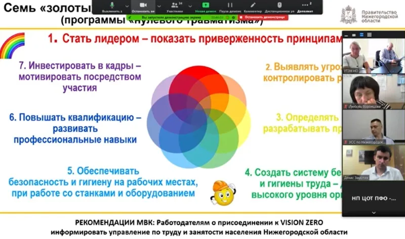 24 июня 2021 г. в режиме видео-конференц-связи проведено совещание по охране труда и управлению профессиональными рисками с работодателями Нижегородской области